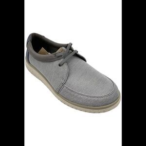 Clarks Men's RelaxLite Lace Boat Shoe Light Gray/Denim Blue - Wide